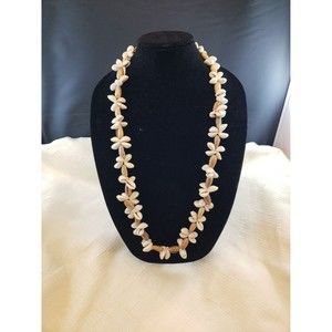 Vintage Unsigned Cowry/Cowrie Shell 17" Long Strand Statement Necklace, Chunky